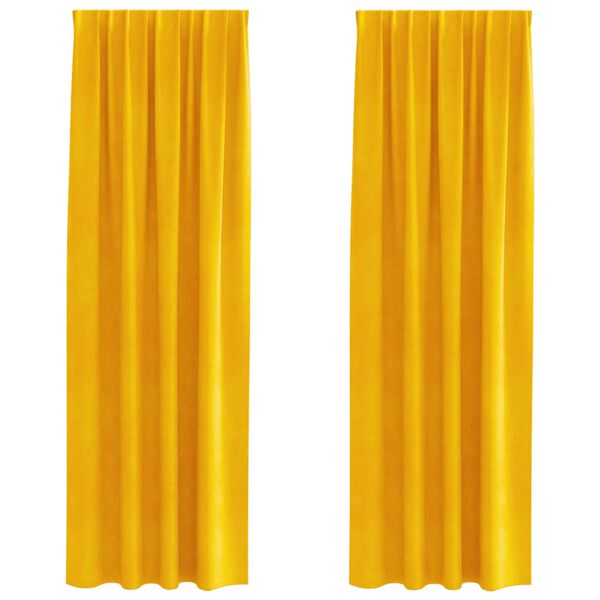 vidaXL Verdunkelungsvorh&auml;nge 2 pcs Senfgelb 140 x 225 cm Samt