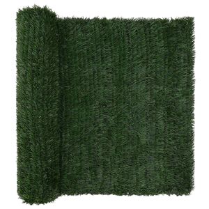 vidaXL K&uuml;nstlicher Zaun Dunkelgr&uuml;n 1,5 x 6 m PVC und Stahl