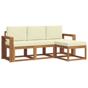 vidaXL Outdoor-Sofagarnitur 4 stk. 3-Sitzer Natur und Creme