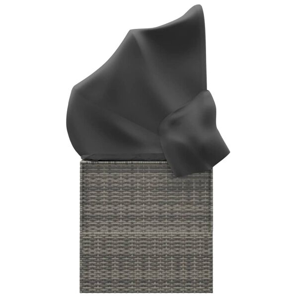 vidaXL Outdoor-Loungebett mit Dach und Kissen Grau Poly Rattan