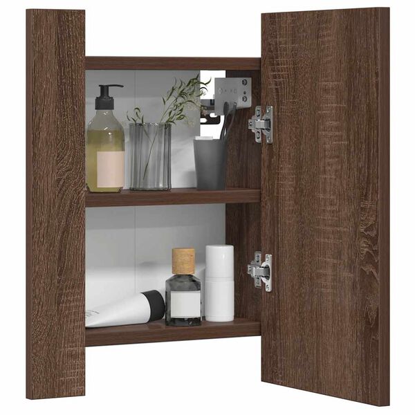 vidaXL LED-Spiegelschrank Braun Eichen-Optik 40x12x45 cm Holzwerkstoff