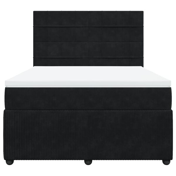 vidaXL Boxspringbett mit Matratze Schwarz 140x190 cm Samt