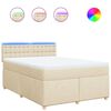 vidaXL Boxspringbett mit Matratze Creme 140x190 cm Stoff