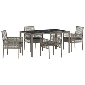 vidaXL Garten Essgruppe 5 pcs Grau Poly-Rattan