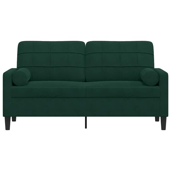 vidaXL 2-Sitzer-Sofa mit Zierkissen Dunkelgrün 140 cm Samt
