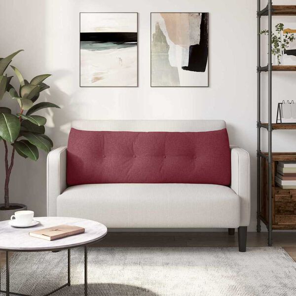vidaXL R&uuml;cken Kissen Weinrot 140 x 24 x 50 cm Stoff