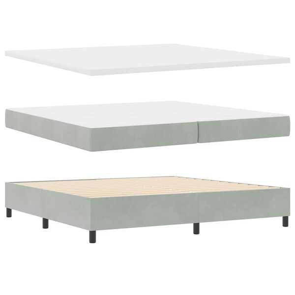 vidaXL Boxspringbett mit Matratze Hellgrau 200 x 200 cm Samt