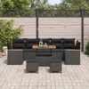 vidaXL Garten-Sofa-Set mit Kissen 10 pcs Schwarz Poly Rattan
