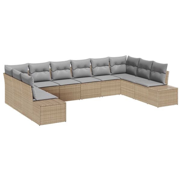 vidaXL Gartensofa-set mit Kissen 10 pcs Beige und Hellgrau Polyrattan