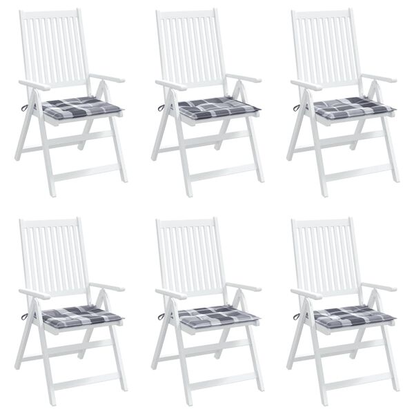vidaXL Gartenstuhl-Kissen 6 Stk. Grau Karomuster 50x50x4 cm