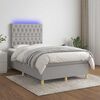 vidaXL Boxspringbett mit Matratze & LED Hellgrau 120x190 cm Stoff