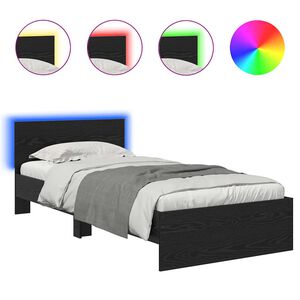 vidaXL Bettrahmen Schwarz Eichen-Optik 100 x 200 cm Holzwerkstoff