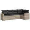 vidaXL 5-tlg. Garten-Sofagarnitur mit Kissen Hellgrau Poly Rattan