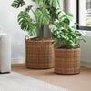 vidaXL Blumentopf K&ouml;rbchen mit Speicher 2 pcs Braun Lacak Rattan