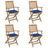 vidaXL Klappbare Gartenst&uuml;hle 4 Stk. mit Kissen Massivholz Akazie
