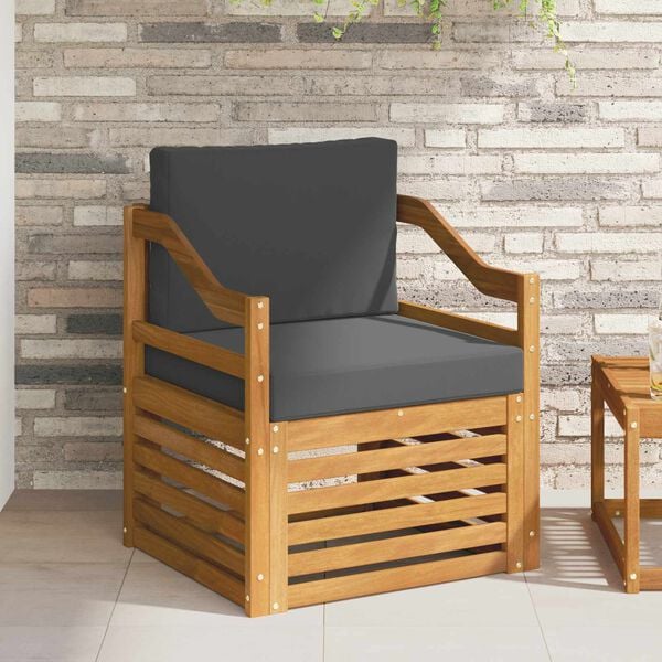 vidaXL Outdoor-Sofagarnitur Massives Akazienholz und Polyester Natur