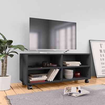 vidaXL TV-Schrank mit Rollen Grau 90x35x35 cm Holzwerkstoff
