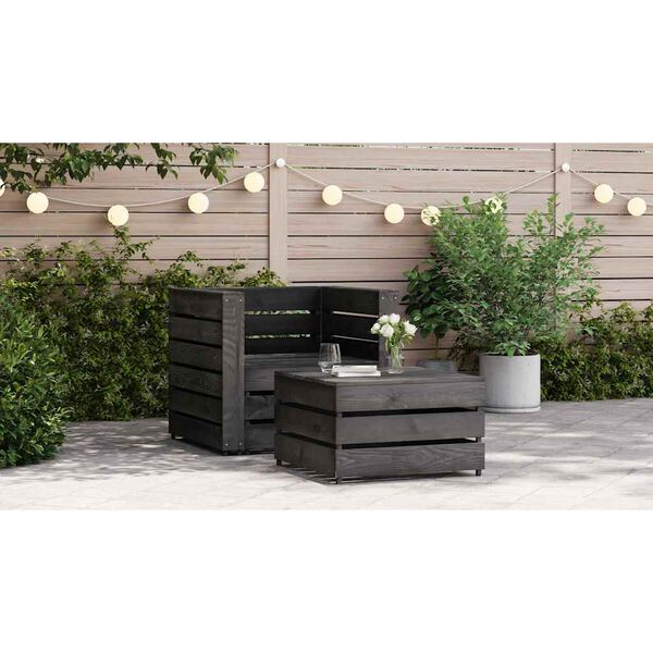 vidaXL 2-tlg. Garten-Paletten-Lounge-Set Kiefernholz Grau Imprägniert