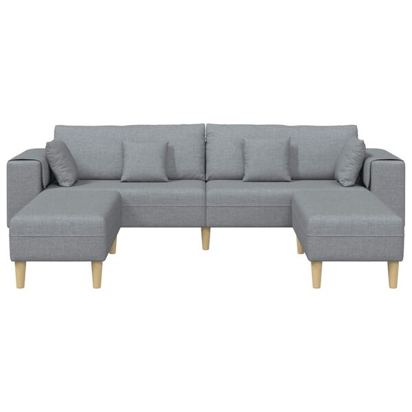 vidaXL Sofa mit Kissen 3 pcs Hellgrau Stoff