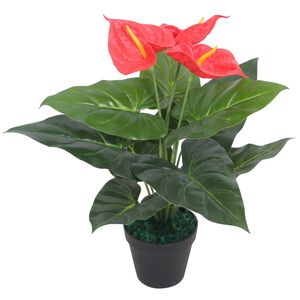 vidaXL K&uuml;nstliche Flamingoblume mit Topf 45 cm Rot und Gelb