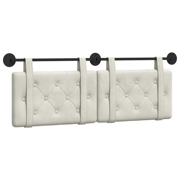 vidaXL H&auml;ngevorderseite Wandmontiert Creme 150 x 55 x 5 cm Samt