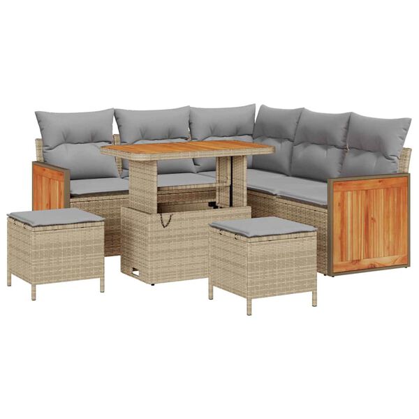 vidaXL Garten-Sofa-Set 8 pcs Beige Poly-Rattan
