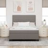 vidaXL Boxspringbett mit Matratze mit LED Taupe 140 x 200 cm Stoff