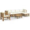 vidaXL 7-tlg. Garten-Lounge-Set mit Cremewei&szlig;en Kissen Bambus