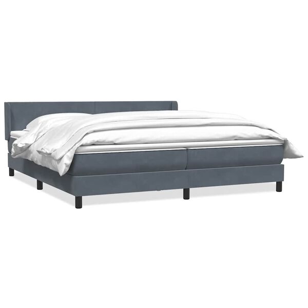 vidaXL Boxspringbett mit Matratze Dunkelgrau 180x220 cm Samt