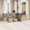vidaXL Gartensofa-set mit Kissen 14 pcs Beige Poly-Rattan