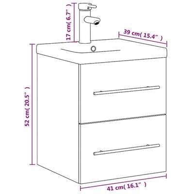vidaXL Waschbeckenunterschrank mit Einbaubecken Betongrau