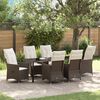 vidaXL Garten Essgruppe mit Kissen 7 pcs Braun Poly-Rattan
