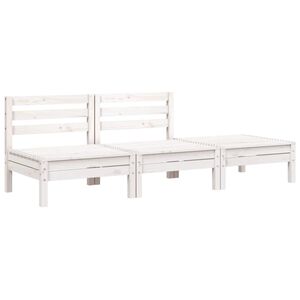 vidaXL Gartensofa 3-Sitzer Wei&szlig; Massivholz Kiefer