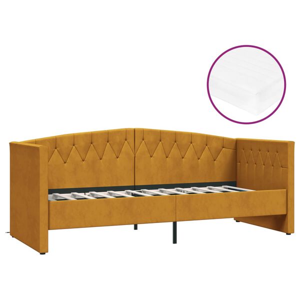 vidaXL Tagesbett mit Matratze USB Braun Samt 90x200 cm