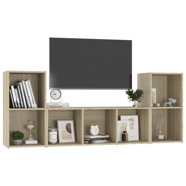 vidaXL 3-tlg. TV-Schrank-Set Sonoma-Eiche Holzwerkstoff