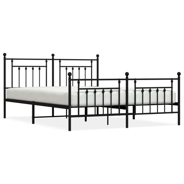 vidaXL Metallbett ohne Matratze mit Fußteil Schwarz 180x200 cm