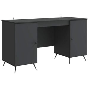 vidaXL Schreibtisch mit Regal Schwarz 142,5 x 50 x 75 cm Holzwerkstoff