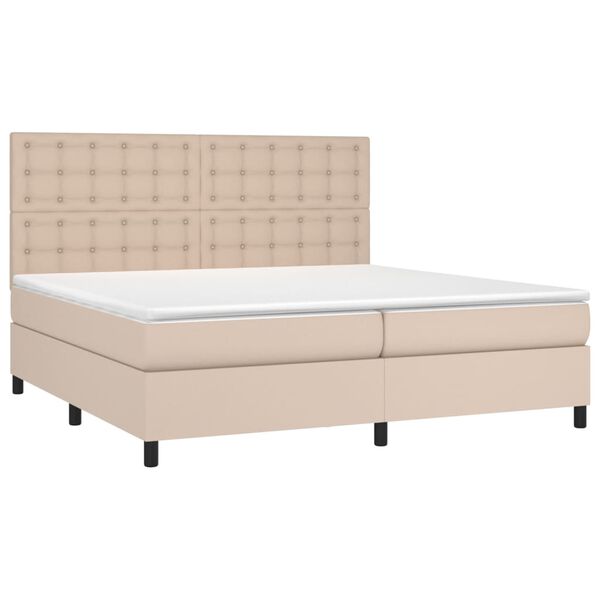 vidaXL Boxspringbett Matratze Cappuccino-Braun 200x200cm Kunstleder