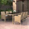 vidaXL 7-tlg. Garten-Essgruppe Poly Rattan und Hartglas Beige