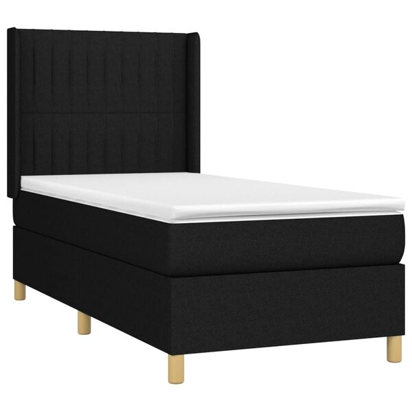 vidaXL Boxspringbett mit Matratze & LED Schwarz 80x200 cm Stoff