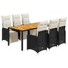 vidaXL 7-tlg. Garten-Bistro-Set mit Kissen Schwarz Poly Rattan