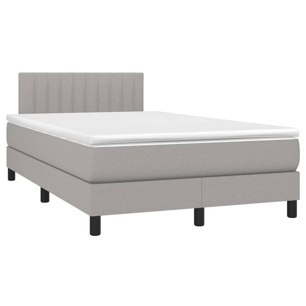 vidaXL Boxspringbett mit Matratze Hellgrau 120x190 cm Stoff