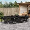 vidaXL 15-tlg. Garten-Essgruppe mit Kissen Schwarz Poly Rattan