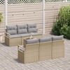 vidaXL Gartensofa-set mit Kissen 7 pcs Beige und Grau Poly-Rattan