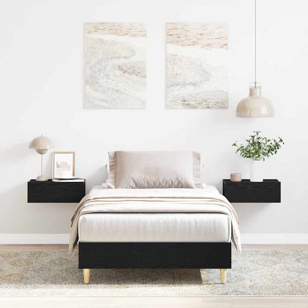 vidaXL Bettrahmen Schwarz Eichen-Optik 193 x 78 x 25 cm Holzwerkstoff