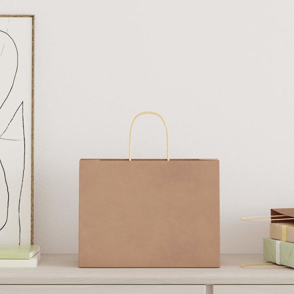 vidaXL Papiertragetaschen 250 Stk. mit Henkeln Braun 32x17x25 cm