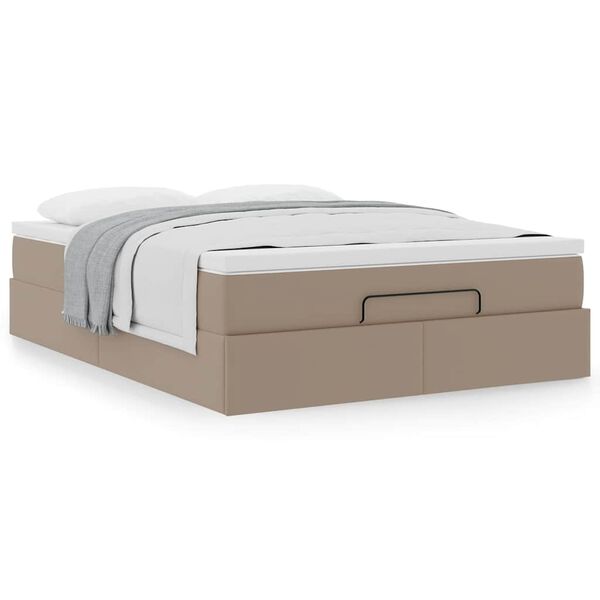 vidaXL Ottoman-Bett mit Matratze Cappuccino-Braun 140x200cm Kunstleder