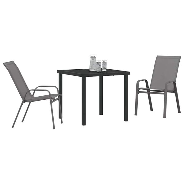 vidaXL Garten Essgruppe 3 pcs Grau und Schwarz