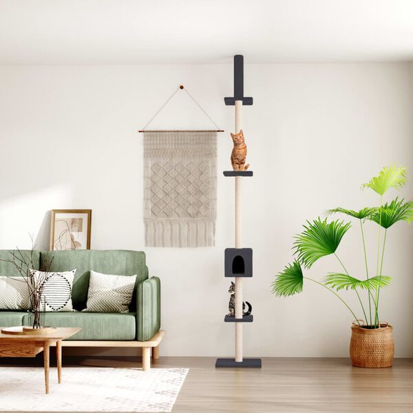 vidaXL Kratzbaum Deckenhoch Dunkelgrau 250,5-276,5 cm