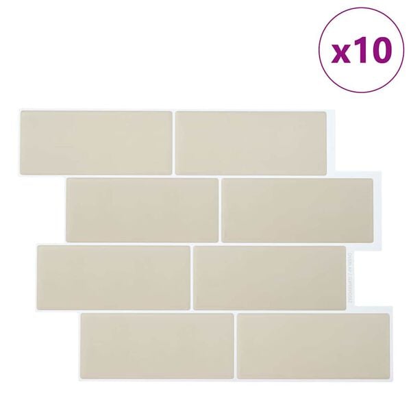 vidaXL U-Bahn-Fliese 10 pcs Beige 29.4 x 21.4 cm Polyurethan und PET